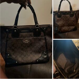 Coach Black and Brown Signature Tote Authentic 12x11”